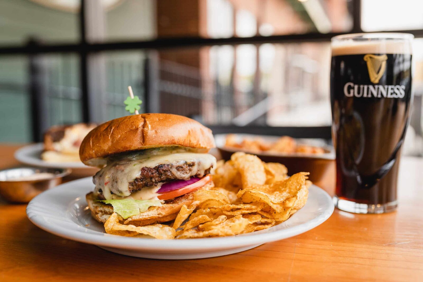 Burger, chips, and pint of Guinness. Enjoy a meal at one of the best restaurants in Stillwater.