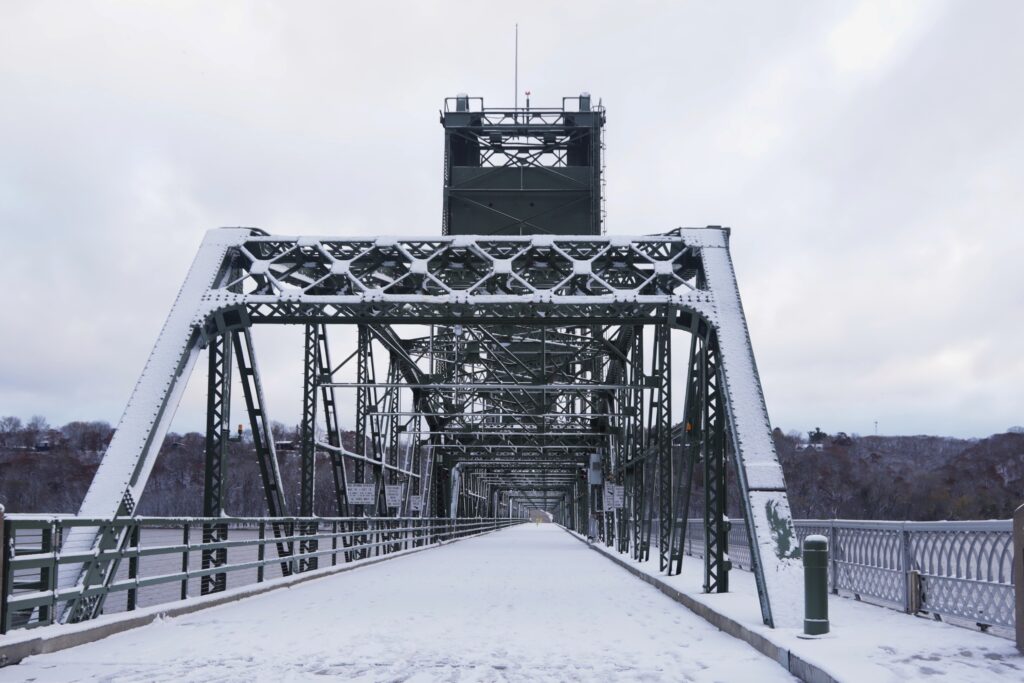 Stillwater Lift Bridge on a snowy day