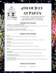 4th Of July Celebration Dinner at Papa's Rooftop 6 Water Street Inn a Stillwater MN Hotel & Wedding Venue