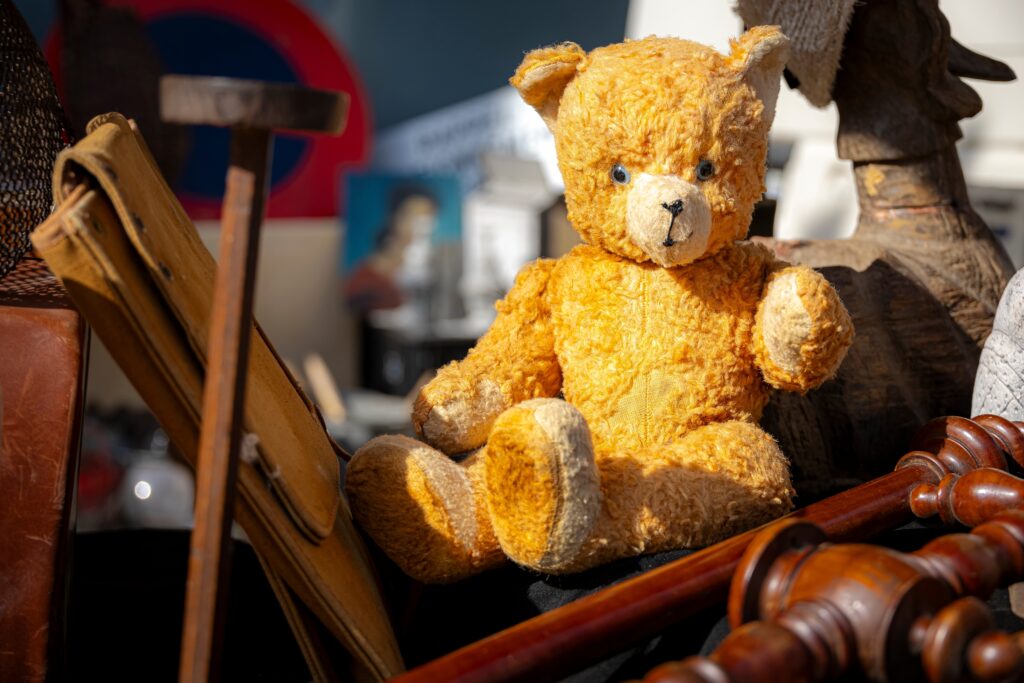 Vintage worn teddy bear at Antique Store in Stillwater