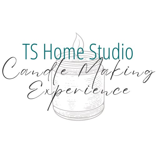 Logo with a hand-drawn candle illustration and the text "TS Home Studio Candle Making Experience."