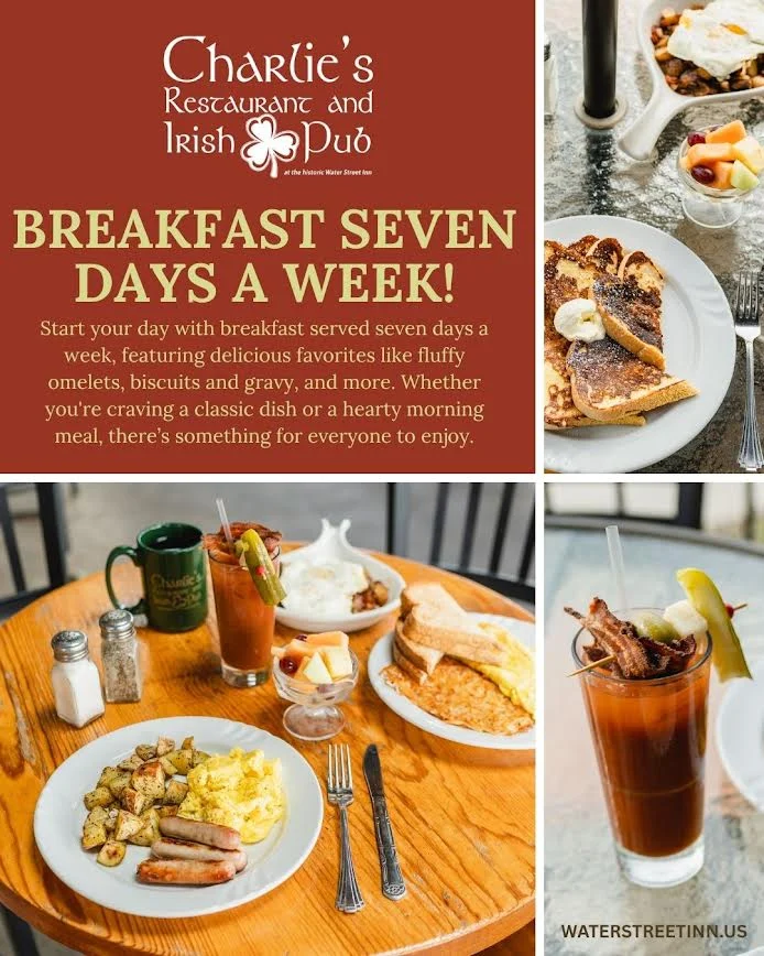 Breakfast Seven Days a Week! Start your day with breakfast served seven days a week, featuring delicious favorites like fluffy omelets, biscuits and gravy, and more. Whether you're craving a classic dish or a hearty morning meal, there’s something for everyone to enjoy.