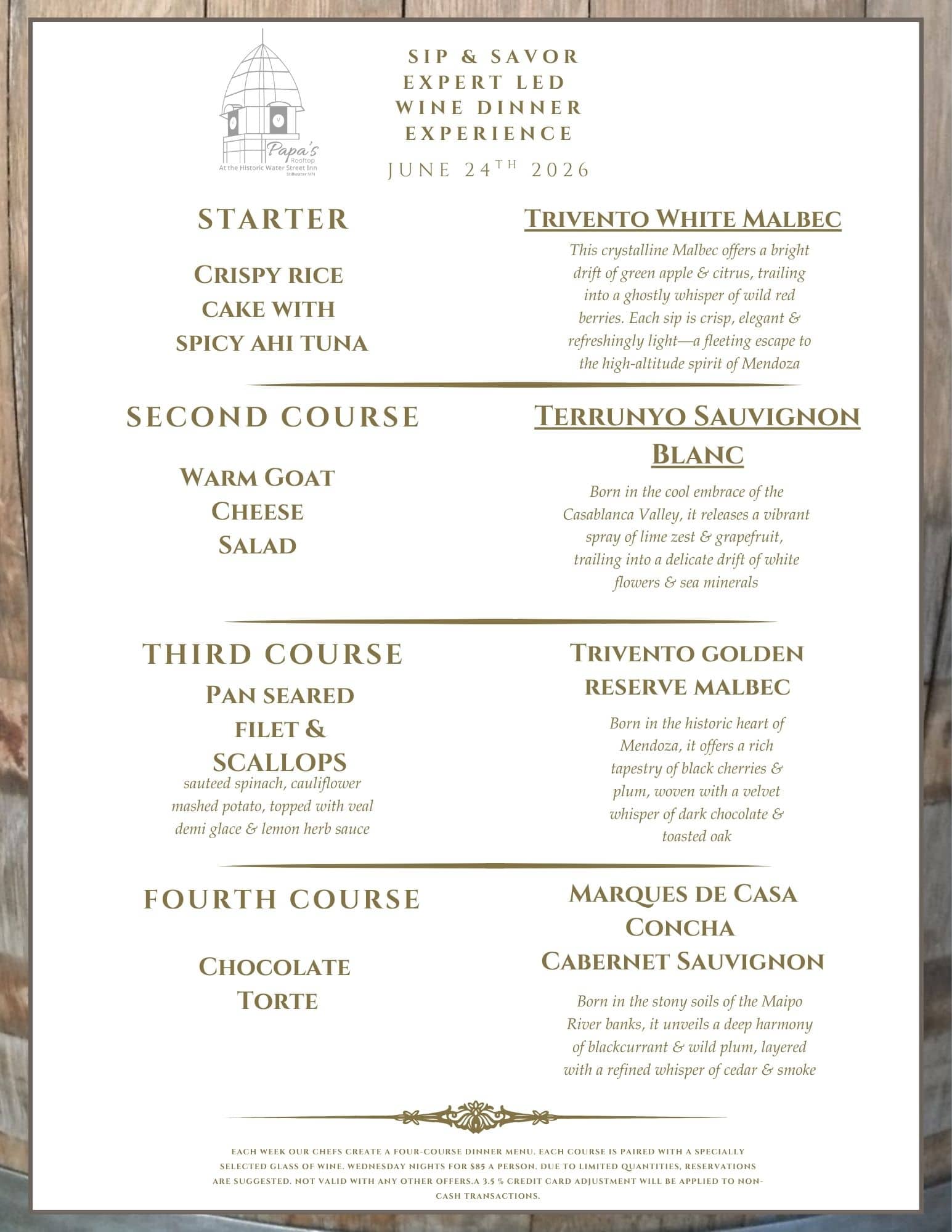 Sip & Savor Menu 6.24